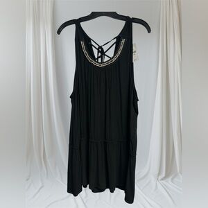 Lane Bryant Black Sleeveless Top with Gold Accents